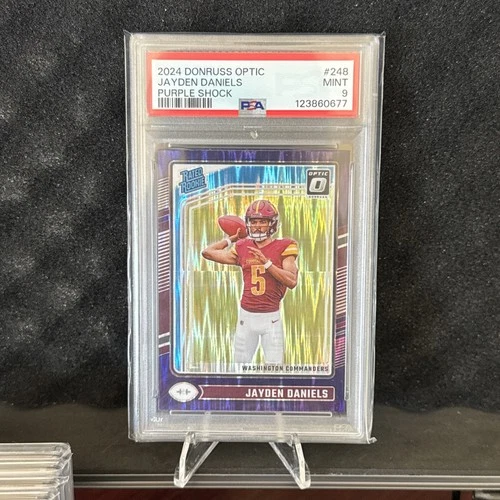 Jayden Daniels - 2024 Panini Donruss Optic PURPLE SHOCK #248 ROOKIE RC PSA 9