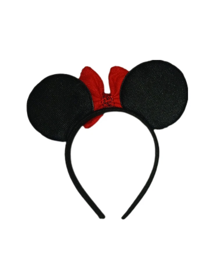 Tiara de Natal Minnie Ears lantejoulas vermelhas arco preta feita à mão  - Imagem 2 de 2