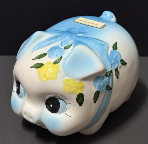 Floral Design Piggy Money Bank Rare Decorative Collectible Pig Bank Indoor Decor