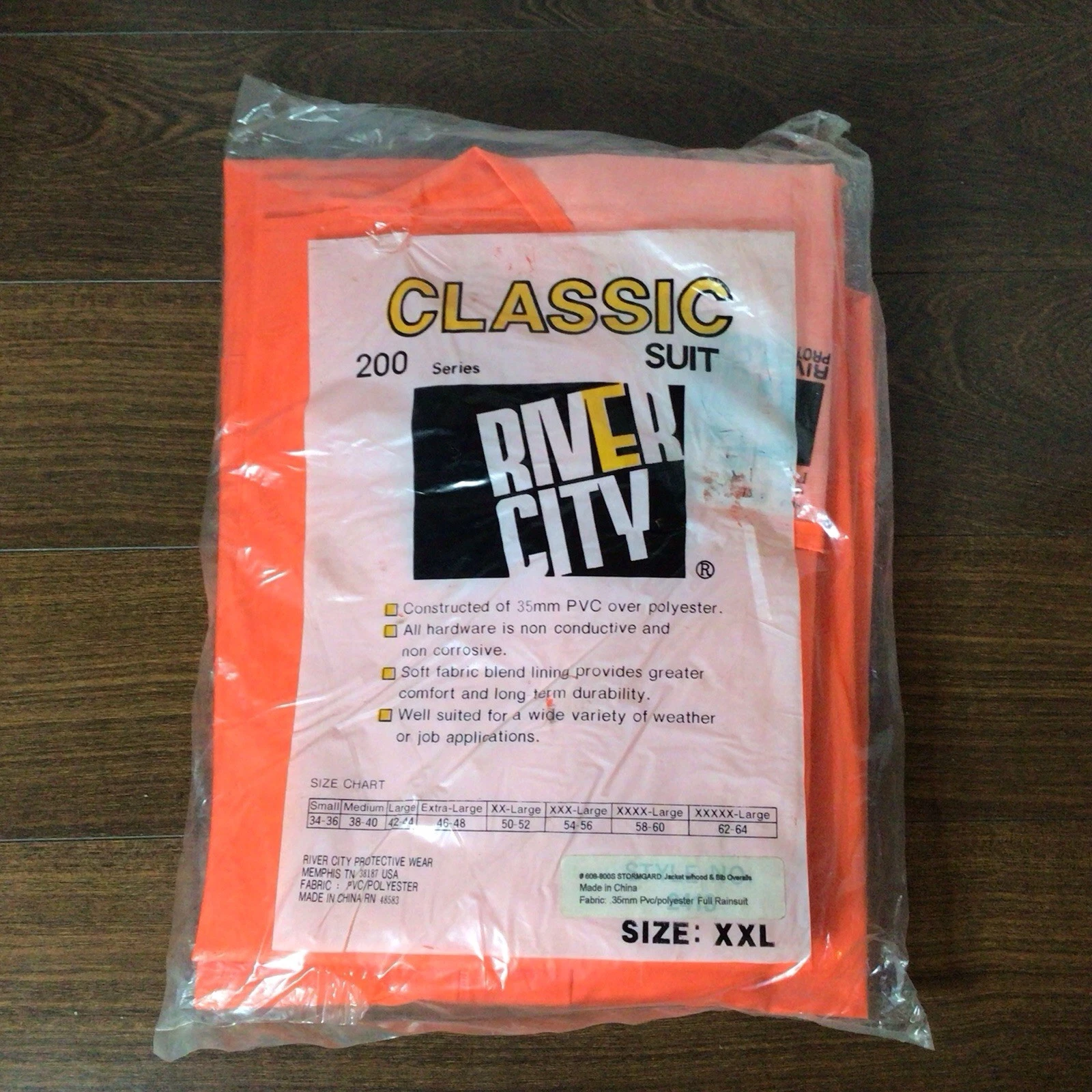 River City Classic 200 Series Protective 3 Piece Suit 2413 Orange XXL 2XL - product detail image 1