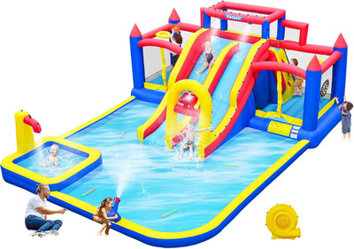 Large Inflatable Water Slide for Big Kids, Water Bounce House, Outdoor Blow up P