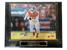 Nik Bonitto Autographed Denver Broncos 10x8 Photo/Plaque BAS COA