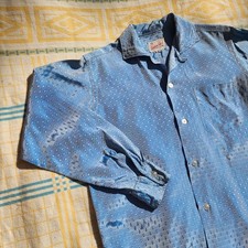 1950s Rockabilly Loop Collar Iridescent Shirt Men's Vintage Custom Shirt Size M