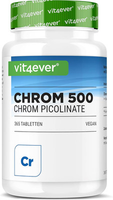 Vit4Ever Chrom Aus Chromium Picolinate - Extra Hochdosiert 500 Mcg Chrom Pro Tab