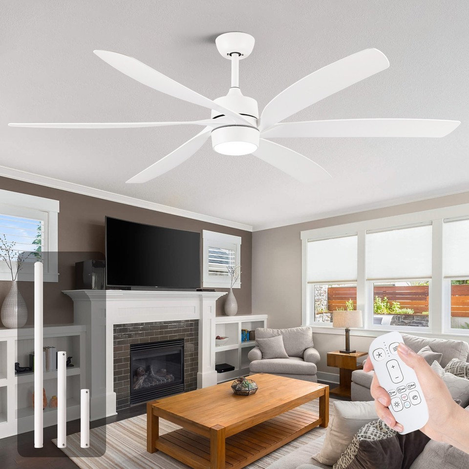 Ceiling Fan with Light & Remote Quiet Reversible DC Fan Dimmable ...