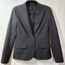 Theory Wool Blend Single Button Tailored Blazer Jacket Women's 4 Charcoal Career