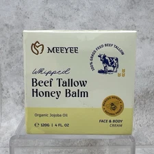 Meeyee Whipped Beef Tallow Honey Balm Cream 4oz Grass Fed - Exp 01/2028