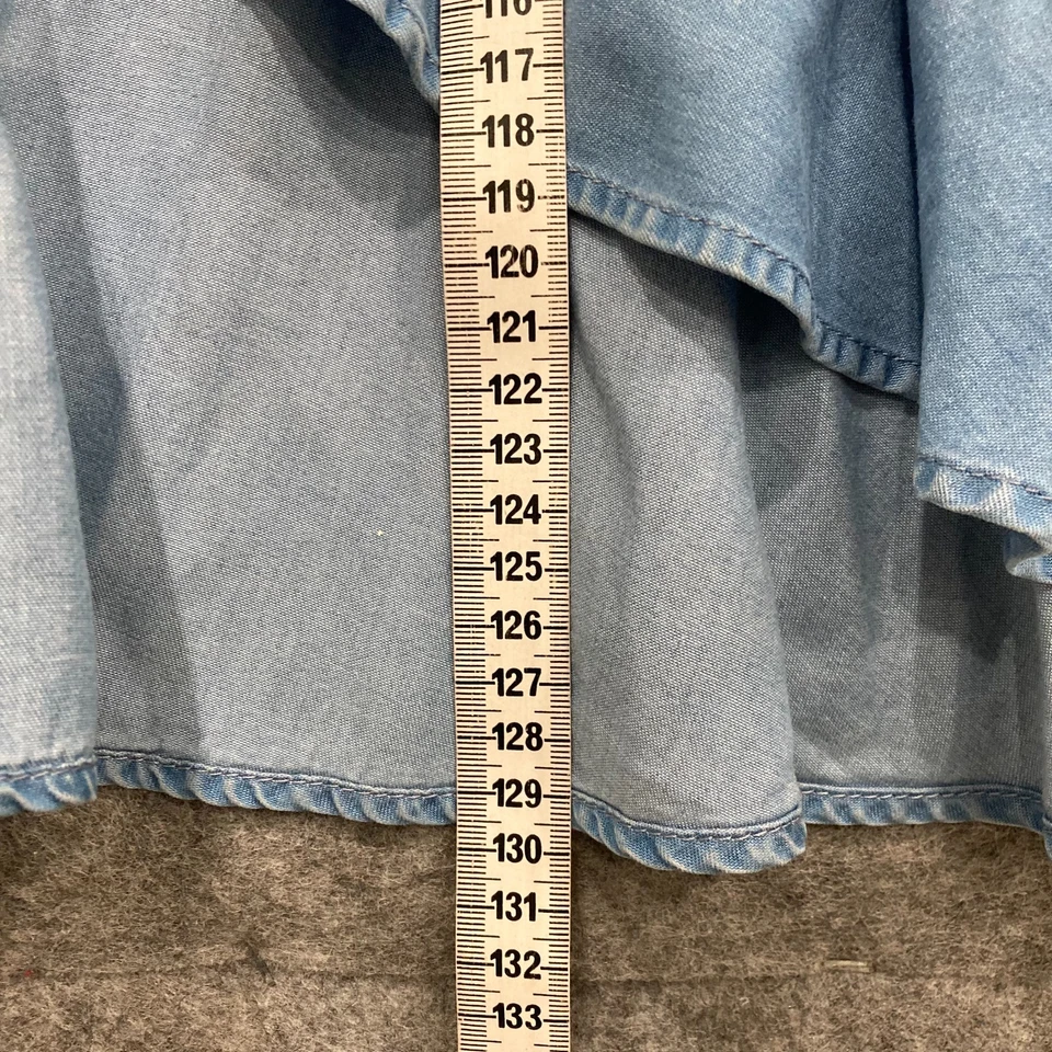 NEW H&M Dress Womens Size 14 Blue V-Neck Belt Wrap Midi Lyocell Denim 52104 - image 4 of 4