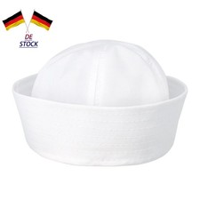 1*Niedliche weiße Doughboy Navy SAILOR Angeln Marine Popeye Kostüm Hut Kappe Neu
