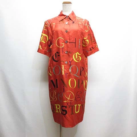 HERMÈS 【Abiti】HERMES Camicia Vintage Vestito Manica Corta Modello Lettera Inglese Taglia 40