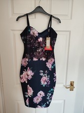 Lipsy Floral & Lace fitted Dress Size 10 women. BRAND NEW with tags. straps