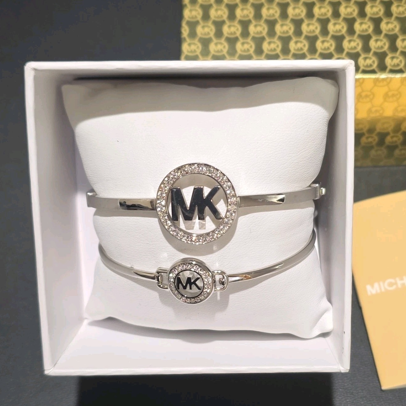 Michael Kors Silver Crystal Stackable Bangle Brac… - image 1