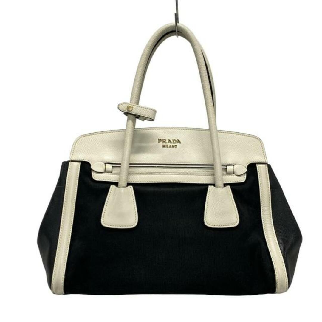 RARE PRADA Shoulder Bag BN2595 Black White Leather Tag