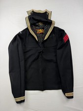 Vintage US Navy Jumper Shirt Sailor Dragon Wool Black Naval 50s