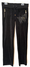 BCBG MaxAzria NWT 160 Velour Embellished Black Tracksuit Pant Size S Athleisure