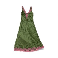 Victoria  s Secret Vintage Silk Slip Dress EUC Size Medium Green Pink