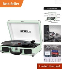 Bluetooth Portable Suitcase Record Player 3-Speed Vinyl with Built-in Speaker...
