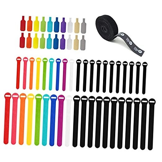  Cable Management Value Pack - 40 Self-Gripping Cable Ties, 20 Cable Labels, 