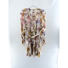 NWOT Zimmermann Tempo Floral Smocked Yoke Mini Dress Rainbow Peonies 0 / S