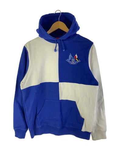 Felpa Supreme con cappuccio L cotone blu usata