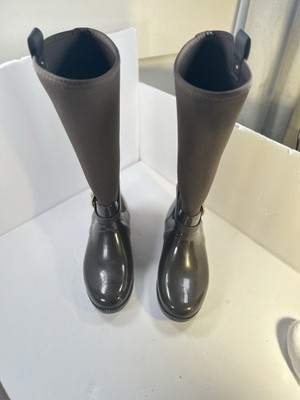 MICHAEL KORS BRYCE TALL BOOTS Dk. Brown/Chocolate Ankle Strap with Logo Charm 7M