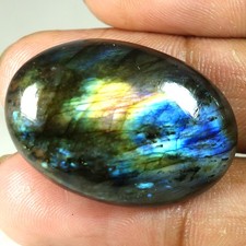 100 Natural Labradorite Oval Cabochon Loose Gemstones 44.90Cts 22x 32x 08mm