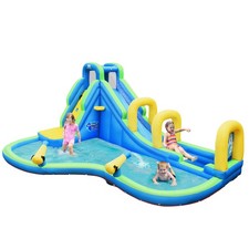 Inflatable Water Slide, Bounce House Water Park with Climbing Wall, Splash Pool