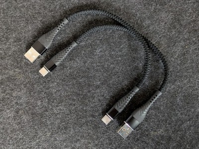 2x Ladekabel Datenkabel USB-A auf USB-C 20cm kurz schwarz mit Knickschutz