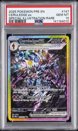 2025 POKEMON PRE EN-PRISMATIC EVOLUTIONS #147 CERULEDGE EX PSA 10