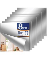 8pcs 16x16 Inch Self-adhesive Mirror Panels Shatterproof Flexible Acrylic Mi...