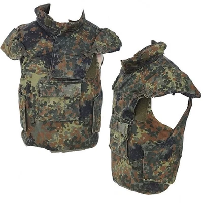 Bundeswehr Splitterschutzweste Flecktarn  Größen MK ML GK GL XK XL mit Einlagen - Bild 1 von 4