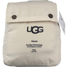 New UGG Haven Colling Sheets Soft 4 Pc King Sheet Set Stone Light Sand Tan