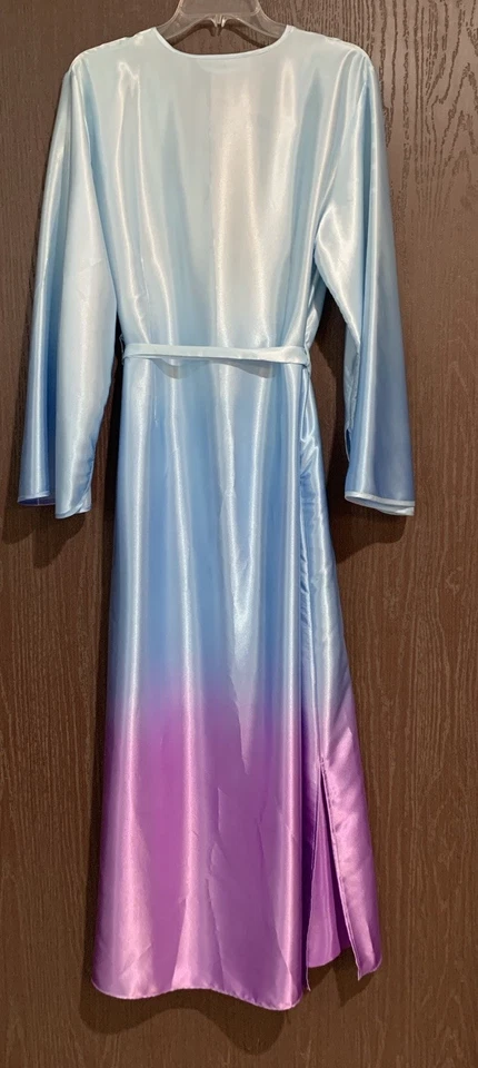 Conjunto de bata y camisón Valerie Stevens para mujer L azul lavanda satinado femenino Foto 3 de 4