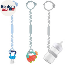 Toy Straps, Pacifier Holder Clip with Self-Adjusting Bayonet, Pure Silicone Mate