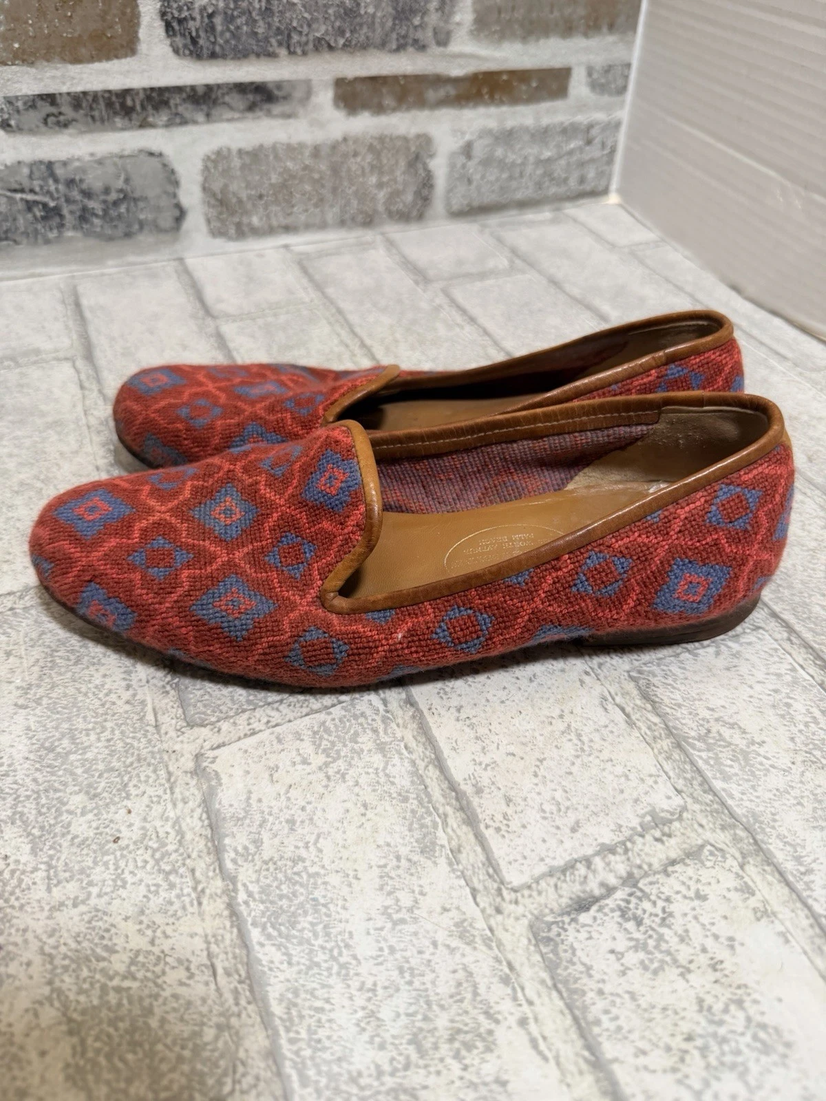 Stubbs & Wootton Woven Geometric Diamond Lattice Slippers Loafers Shoes 6.5