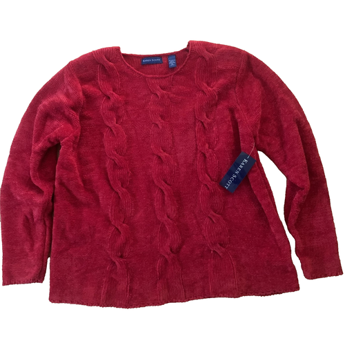 Pull Karen Scott Femme – Manches Longues – Rouge – Taille XL – Col Roulé Décontracté