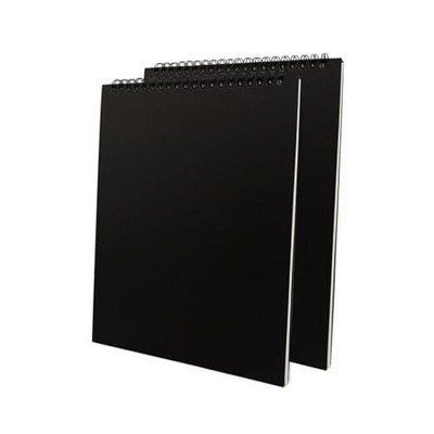 Black Upright Sketch Notebook, 2-Pack, 10 x 7.5 Inches, 1150GSM Hard Cardstock 