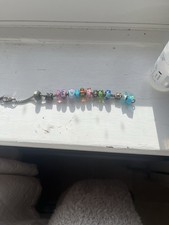 Beautiful Genuine Troll Brad Charm Bracelet with Silver and Glass Charms Gift