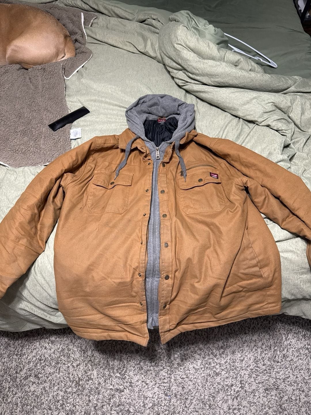 Wrangler Workwear Men's Quilted Lined Canvas Shirt Jacket wi