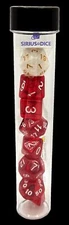 Sirius Dice SDZ000104 7 Piece Transparent Dice Set - Red & White