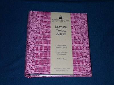 Gallery Leather Travel Album 3x5 & 4x6 Photos NWT, Gator Orchid