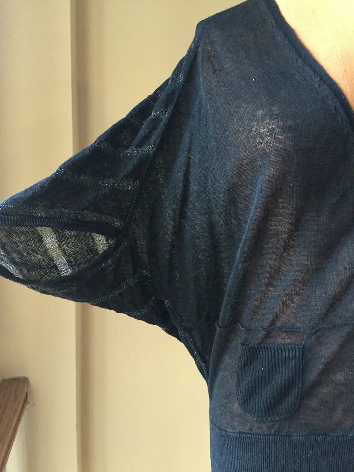 Auténtico suéter cárdigan para mujer Valentino con botones cuello en V negro talla M Foto 2 de 4