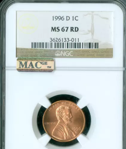 1996 D LINCOLN CENT NGC MAC MS67 RED PQ 2ND FINEST REGISTRY SPOTLESS  *