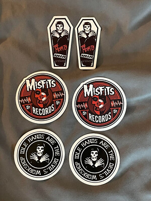 Lot (6) MISFITS 1 1/4'' to 2 3/4'' Band Logo STICKERS Black Red FREE! DANZIG FAST!