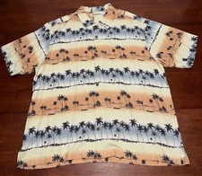 Tommy Bahama Men's XL 100 Silk Button Up Shirt Hawaiian Short Sleeve Palm Tree