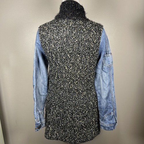 Desigual Damen Grobstrick Cardigan Größe XS Jeansärmel Kragen Taschen - Bild 5 von 13