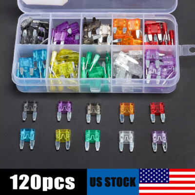120Pcs Mini Blade Fuse Assortment Kit Fuses Assorted Set Auto Car Motorcycle SUV