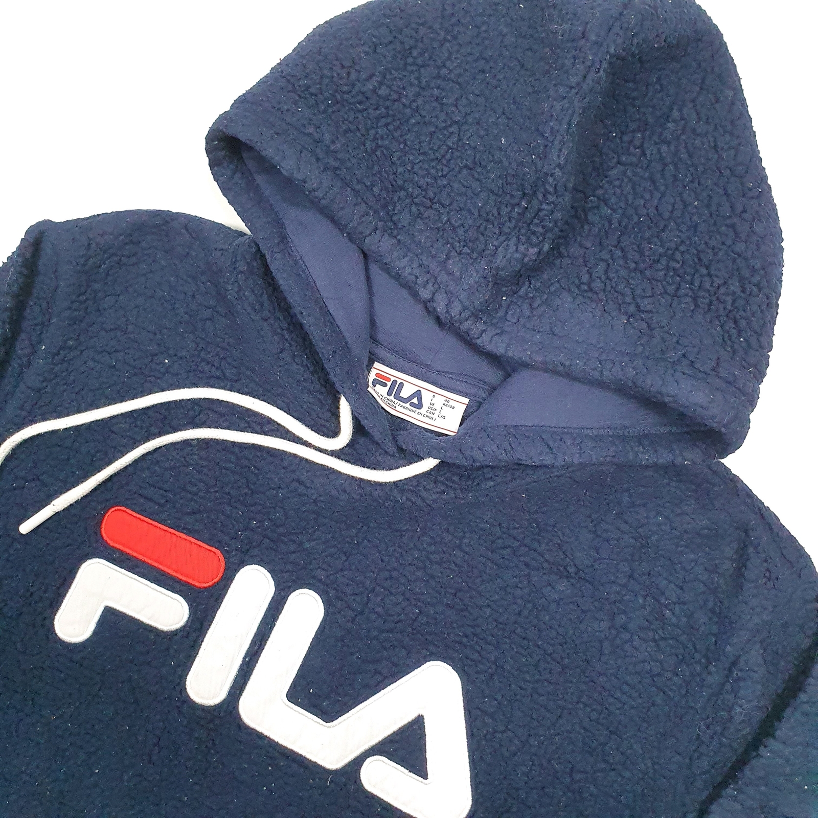 FILA Hoodie Polyester Fleece Jumper Mens L image 2
