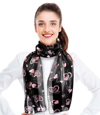 Lovely Valentines Day Theme Prints 13'' x 60''  Fashion Scarf Silk Feeling