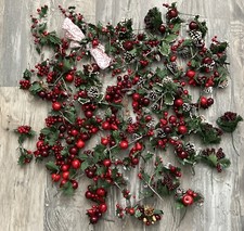 Lot Of Christmas Plastic Floral Picks Berries Pinecones Greenery Vintage 105 Pcs
